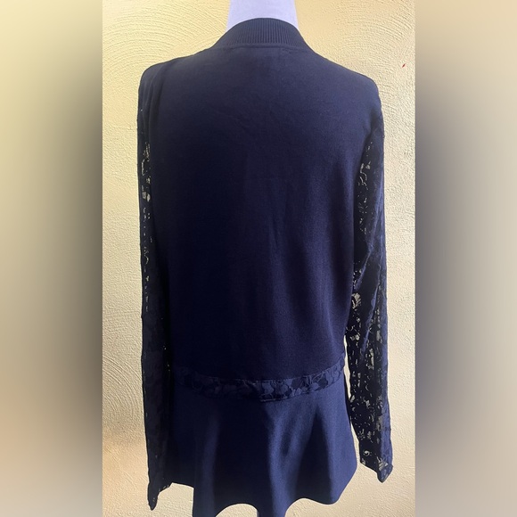 Peter Nygard Black Sweater w/ Lace On the Arms!! - Picture 3 of 12